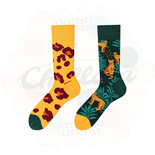 Chaussettes Fantaisie Dépareillées Léopard Sauvage - Chollala